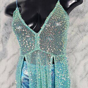 Dolls Kill Aqua Sequin Mesh Dress